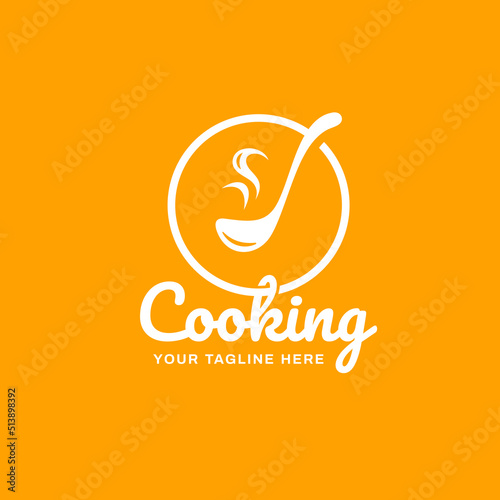 Cooking logo design vector. Ladle logo