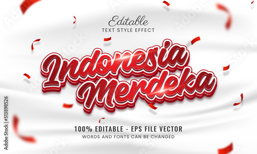 3d editable text effect for indonesia independence day white flag 3d Premium vector	
