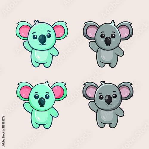 Photography set of koalas illustration vector art