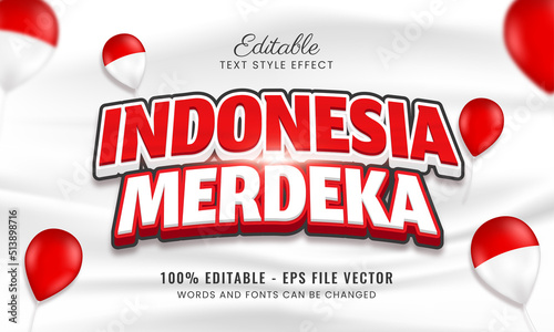 3d editable text effect for indonesia independence day white flag 3d Premium vector	
