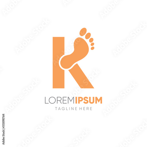 Letter Initial K Human Footprint Logo Design Vector Icon Graphic Emblem Illustration Background Template