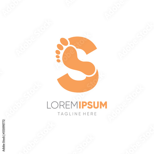 Letter Initial S Human Footprint Logo Design Vector Icon Graphic Emblem Illustration Background Template