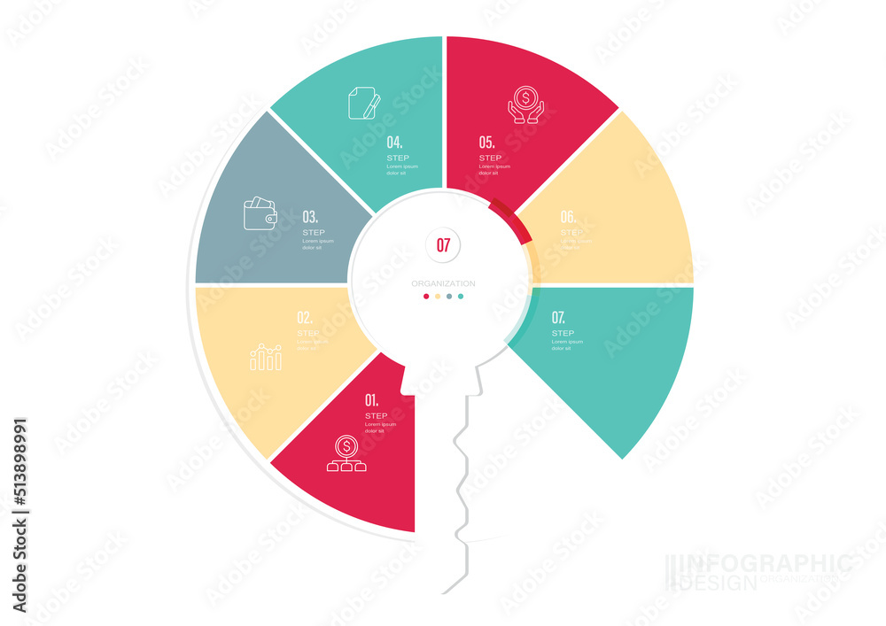 Vector infographic circle. Cycle diagram with 7 options. Presentation ...