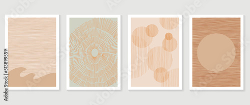 Set of abstract lines wall art vector. Line art, geometric, organic shapes, pencil line in retro style. Watercolor texture wall decoration collection design for interior, poster, cover, banner. 