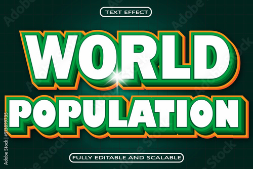 World Population Day Editable Text Effect 3 Dimension Emboss Modern Style