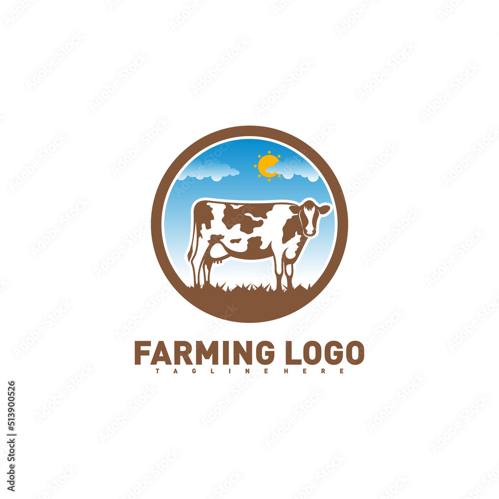 Cow logo vector illustration. Farm milk emblem. Dairy product logo ...