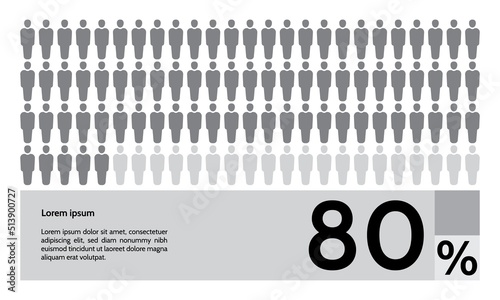 80 percent people population demography, diagram, infographics concept, element design. Vector illustration
