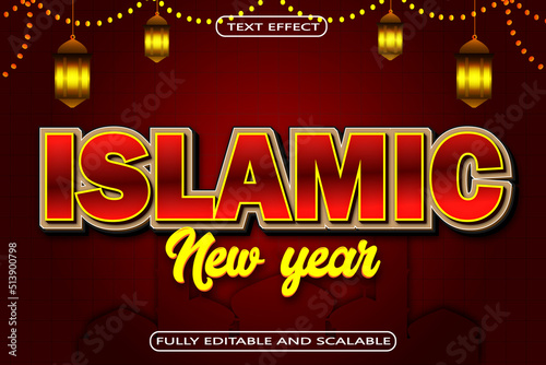 Islamic New Year Editable Text Effect 3 Dimension Emboss Modern Style