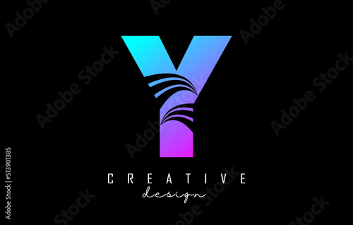 Colorful letter Y logo with leading lines and road concept design. Letter Y with geometric design. © ankreative