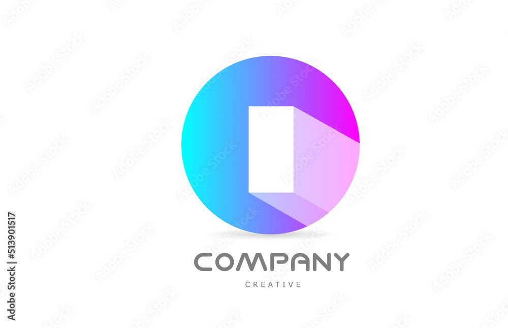 I pink blue alphabet letter logo icon with long shadow and circle. Creative template for company or business I pink blue alphabet letter logo icon with long shadow and circle. Creative template for company or business