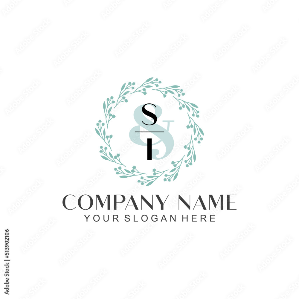 SI Beauty vector initial logo