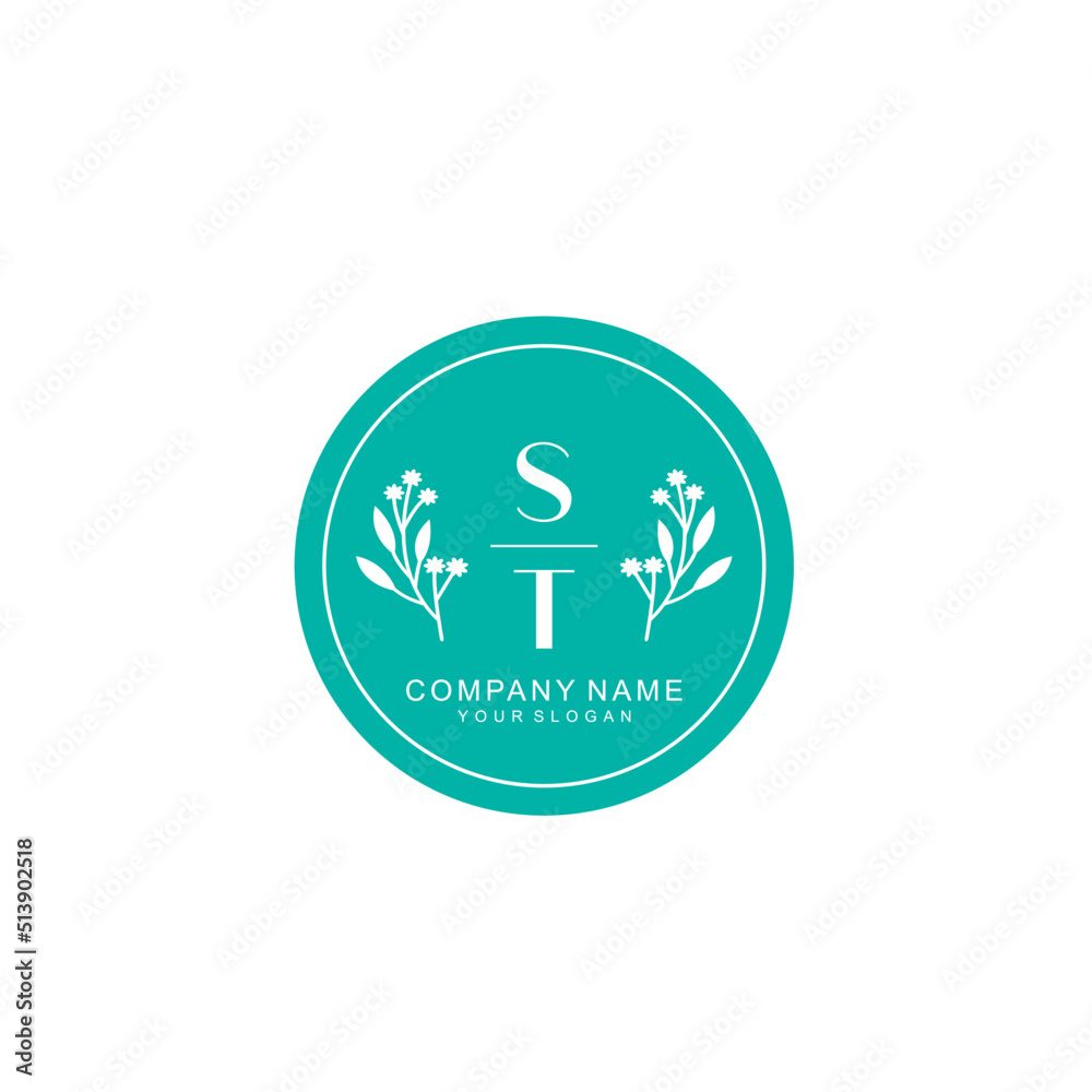 ST Beauty vector initial logo ST Beauty vector initial logo