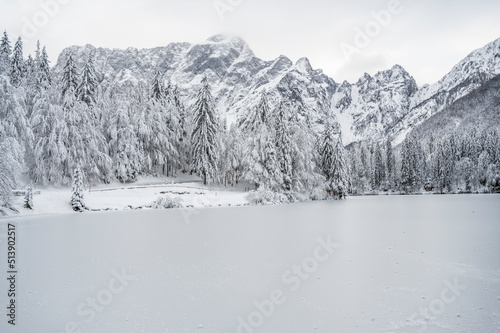 Snow winter in Fusine. Magic of the lower lake. © Nicola Simeoni