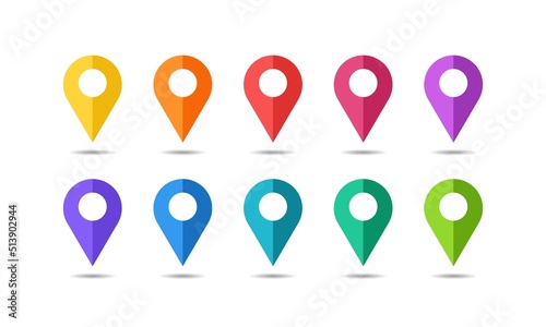 Geolocation Geotag locator icon set. Map place tag pin location icons. markers sign GPS location symbol .Vector color illustration