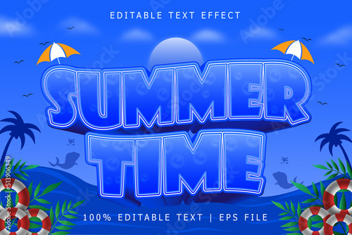 Summer Time Editable Text Effect 3 Dimension Emboss Modern Style