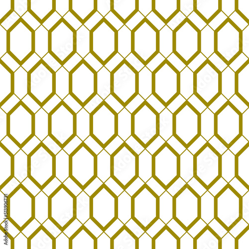 Vector seamless abstract geometric pattern with olive color hexagons on a white background. This is a texture for printing, textiles and design.