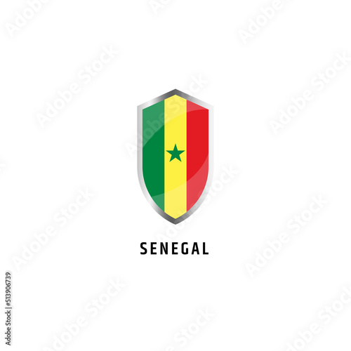 Free Download Flag of Senegal with shield shape icon flat vector illustration - GFXLoad