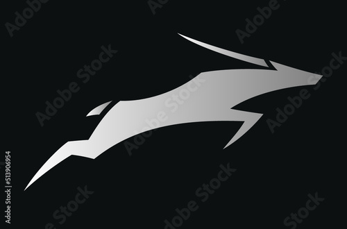 Silhouette of Running Antelope Abstract Design
