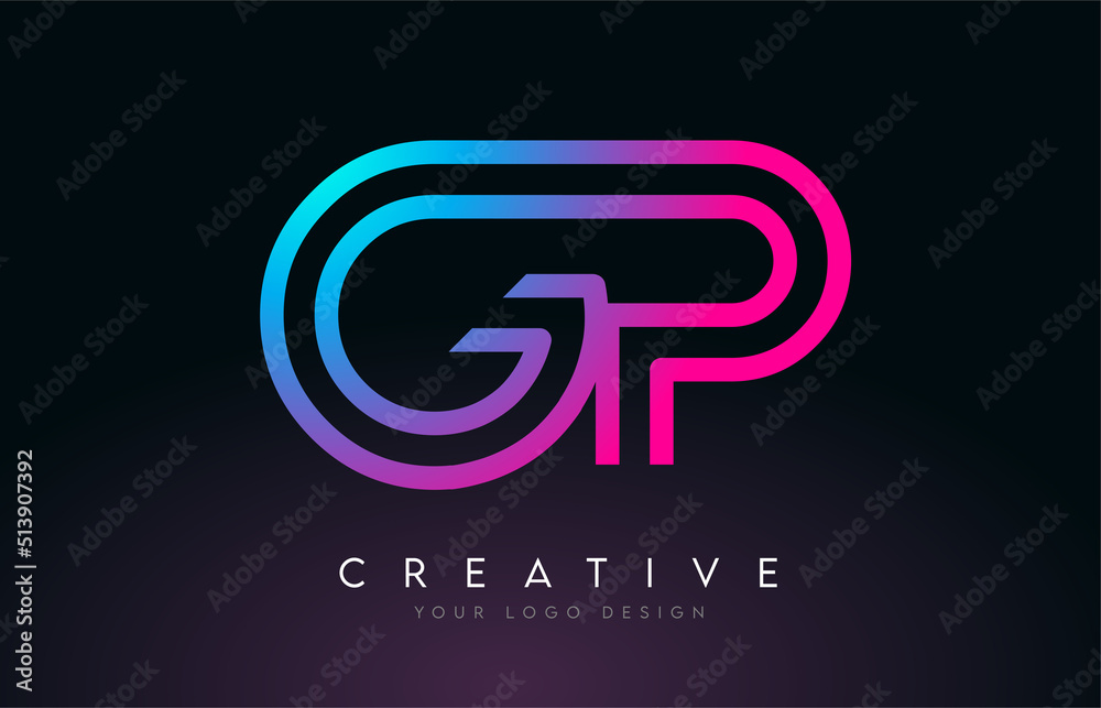 Monogram Lines GP G P Letter Logo Design. Creative Icon Modern Letters Vector Logo.