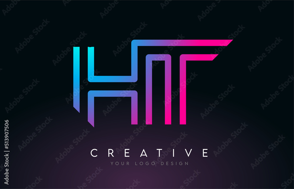 Monogram Lines HT H T Letter Logo Design. Creative Icon Modern Letters Vector Logo. Monogram Lines HT H T Letter Logo Design. Creative Icon Modern Letters Vector Logo.