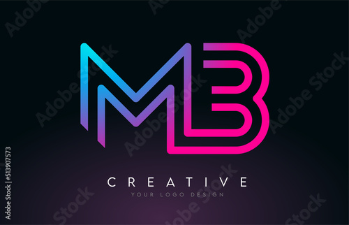Monogram Lines MB M B Letter Logo Design. Creative Icon Modern Letters Vector Logo.