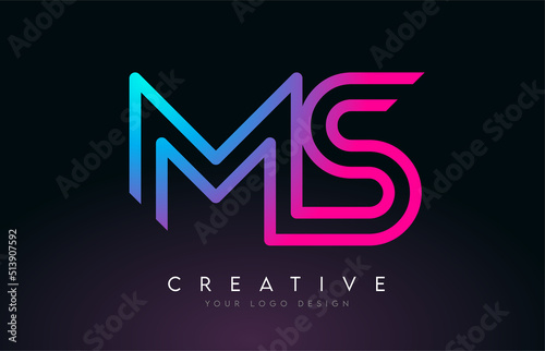 Monogram Lines MS M S Letter Logo Design. Creative Icon Modern Letters Vector Logo.