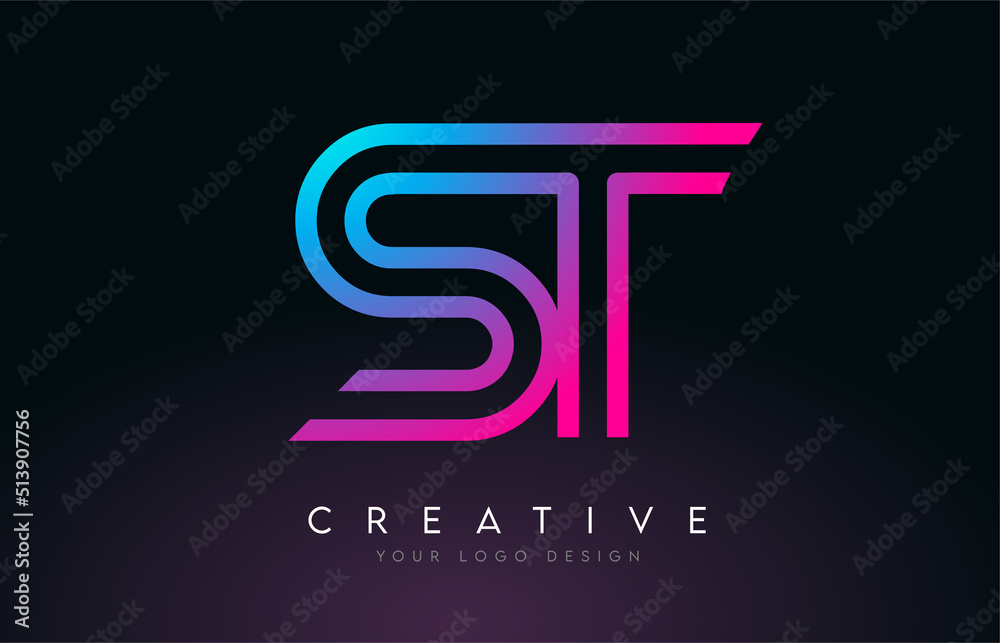 Monogram Lines ST S T Letter Logo Design. Creative Icon Modern Letters Vector Logo. Monogram Lines ST S T Letter Logo Design. Creative Icon Modern Letters Vector Logo.