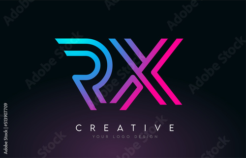 Monogram Lines RX R X Letter Logo Design. Creative Icon Modern Letters Vector Logo.