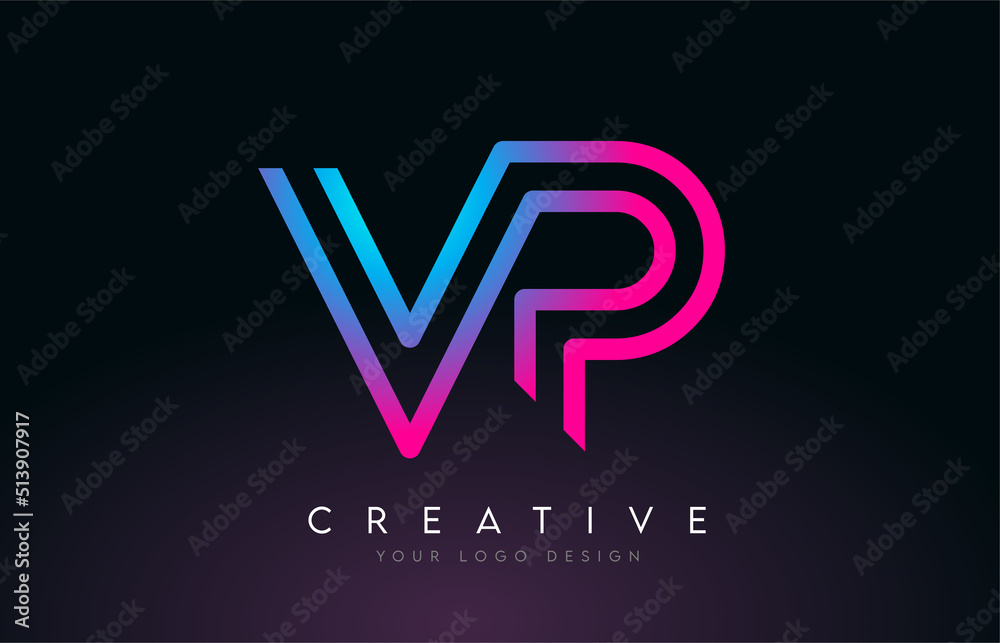 Monogram Lines VP V P Letter Logo Design. Creative Icon Modern Letters Vector Logo. Monogram Lines VP V P Letter Logo Design. Creative Icon Modern Letters Vector Logo.