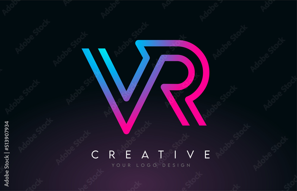 Monogram Lines VR V R Letter Logo Design. Creative Icon Modern Letters Vector Logo. Monogram Lines VR V R Letter Logo Design. Creative Icon Modern Letters Vector Logo.