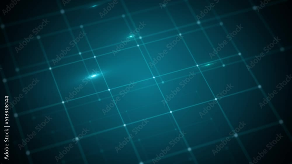Abstract Technology Background With Grid Data Zooming In Loop/ 4k animation of an abstract minimal technology background with data grid and lines and outlined cube zooming in seamless looping