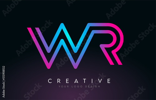 Monogram Lines WR W R Letter Logo Design. Creative Icon Modern Letters Vector Logo.