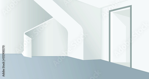 3D White interior Room Vector background. white background