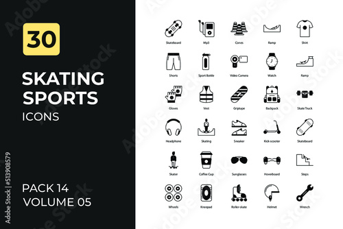 Skating sport icons set