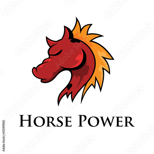 horse power logo template, character fire power vector