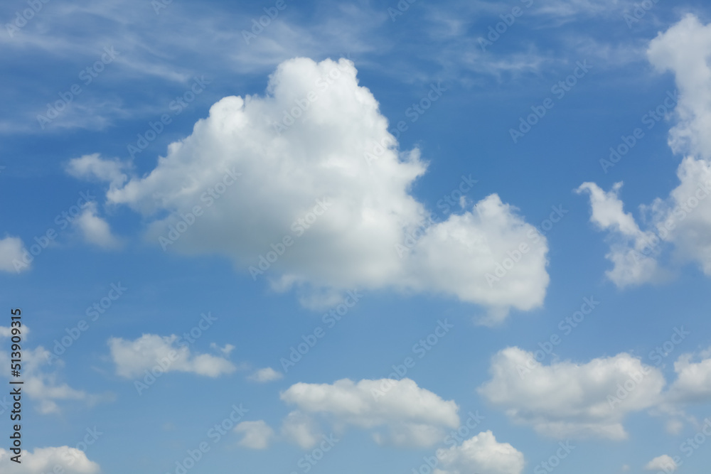 Beautiful view of blue sky with fluffy clouds Beautiful view of blue sky with fluffy clouds