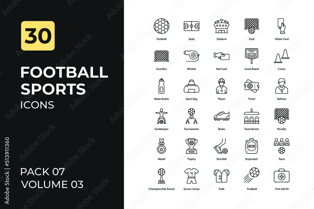 Football sports set in two tone color version. Flaticon collection set.