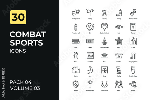 Combat sports set in two tone color version. Flaticon collection set.