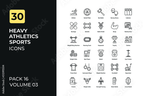 Heavy Athletics sports set in two tone color version. Flaticon collection set.
