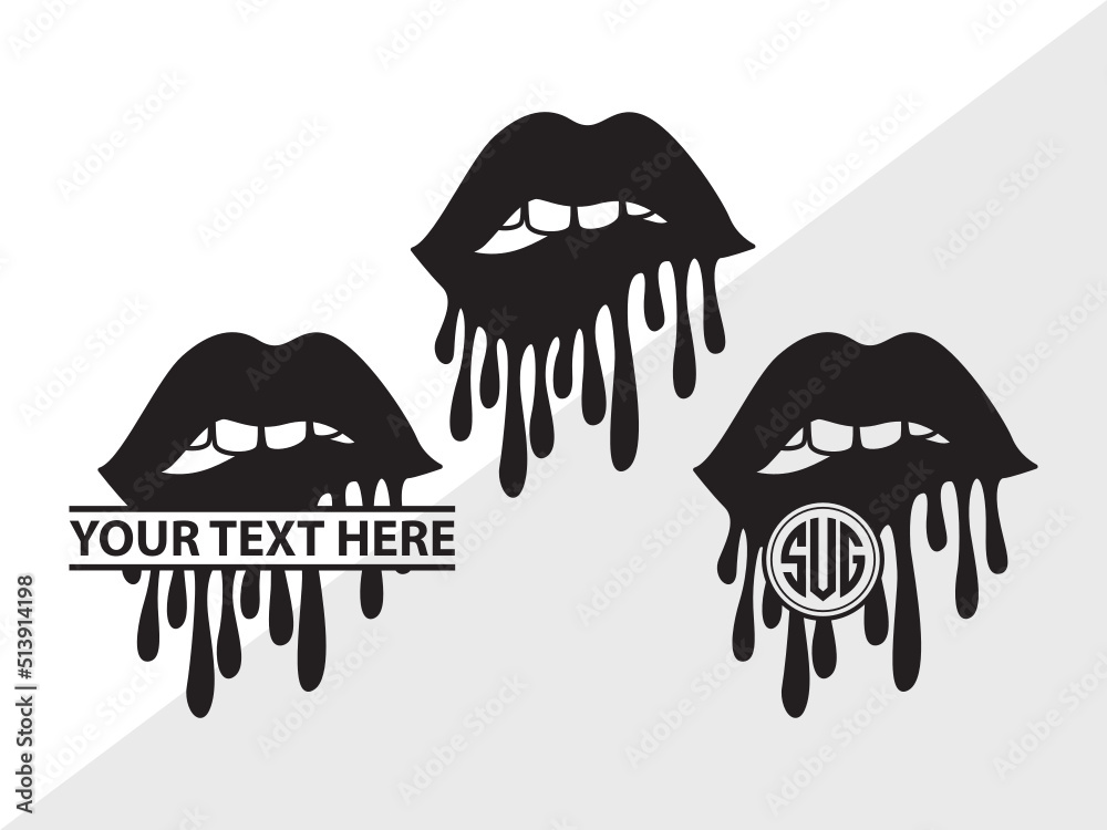 Dripping Lips Monogram SVG Women Lips Svg Sexy Lips Svg Kiss Lips