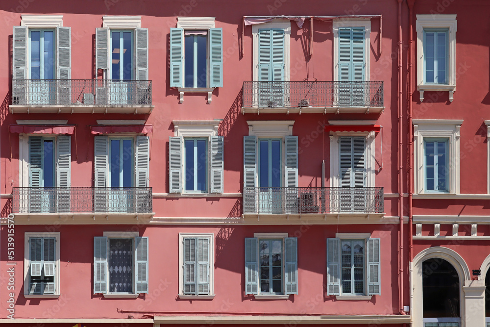 An old traditional facade of a house in Nice