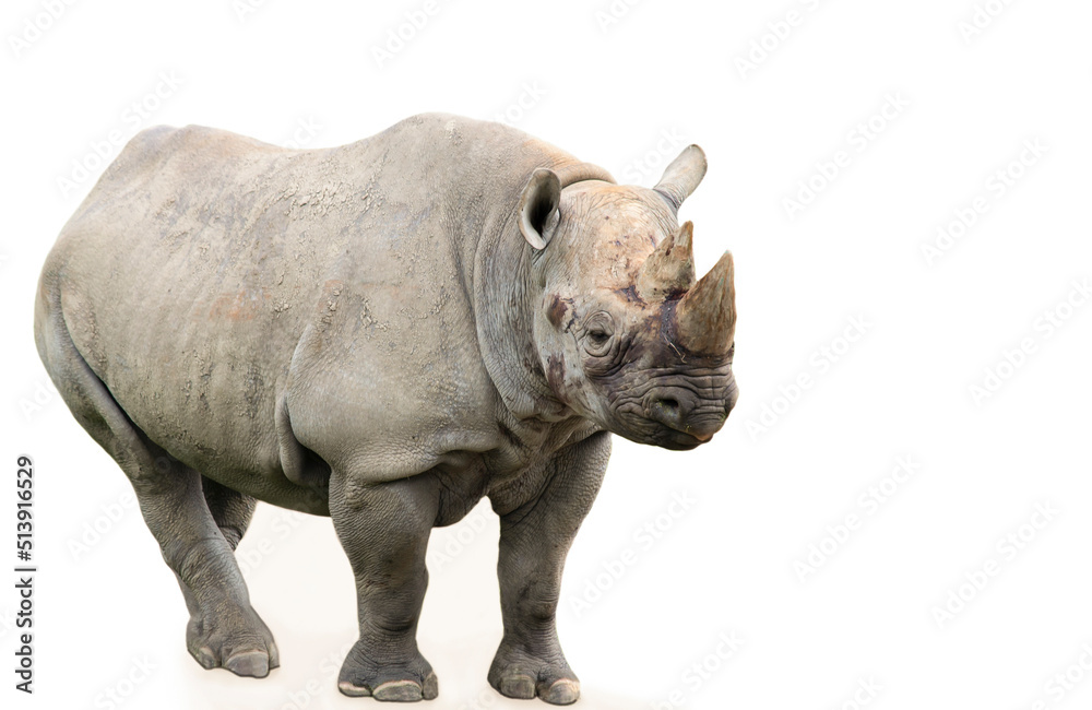 Fototapeta premium funny rhino stands, wild life background