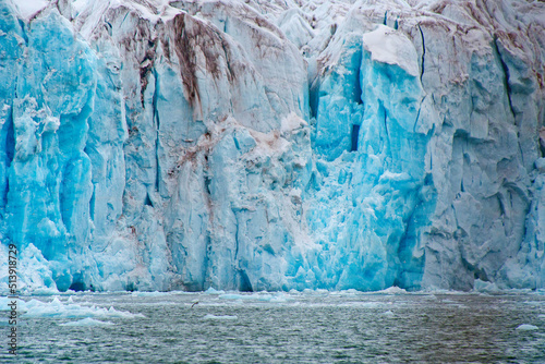 Print op canvas Deep Blue Glacier, Signehamna Harbor, Nordvest-Spitsbergen National Park, Krossf