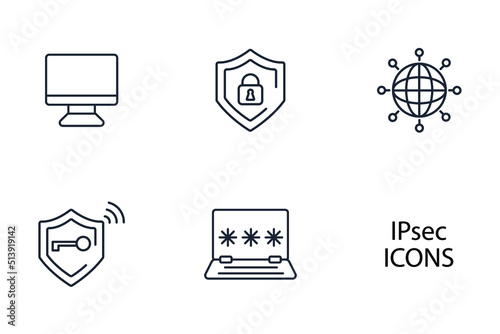 IPSec. Internet and Protection Network icons set . IPSec. Internet and Protection Network pack symbol vector elements for infographic web photo