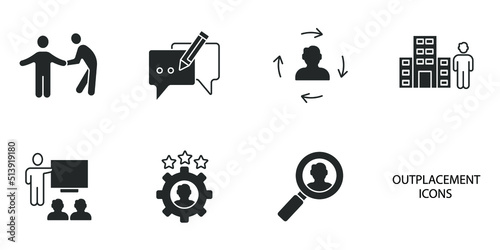 outplacement icons set . outplacement pack symbol vector elements for infographic web