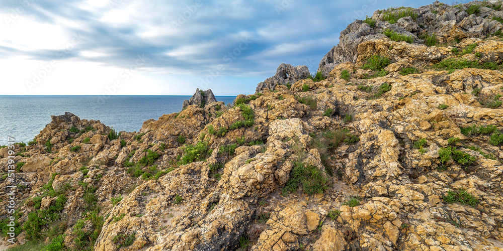 Rocky Coast, Pría Cliffs, Karst Formation, Bufones de Pría, Protected Landscape of the Oriental Coast of Asturias, Llanes de Pría, Asturias, Spain, Europe Rocky Coast, Pría Cliffs, Karst Formation, Bufones de Pría, Protected Landscape of the Oriental Coast of Asturias, Llanes de Pría, Asturias, Spain, Europe