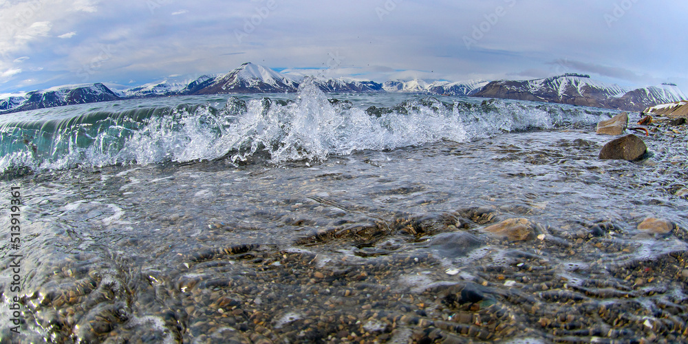 Sea Waves, Billefjord, Arctic, Spitsbergen, Svalbard, Norway, Europe Sea Waves, Billefjord, Arctic, Spitsbergen, Svalbard, Norway, Europe