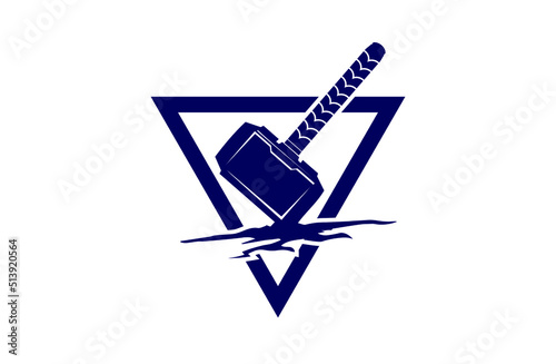 thor hammer triangular logo design photo