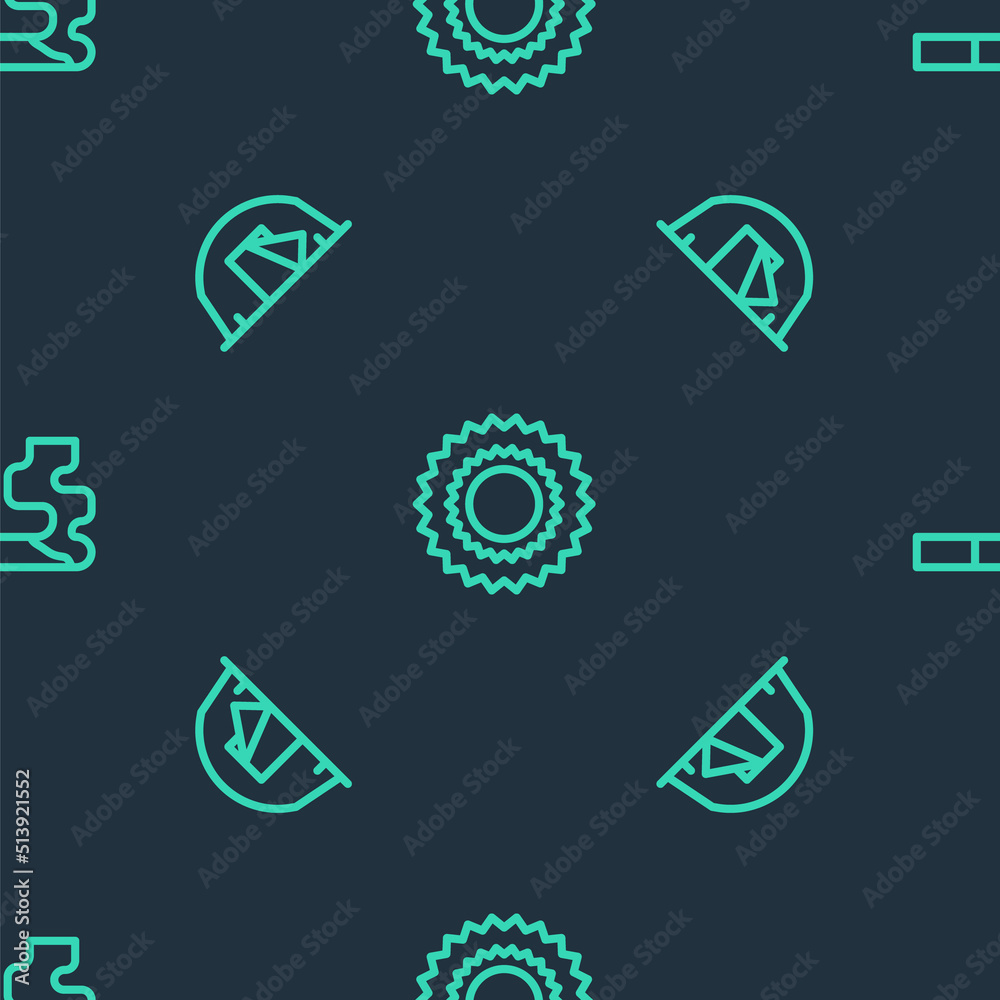 Set line Sun, Tourist tent and Cigarette on seamless pattern. Vector