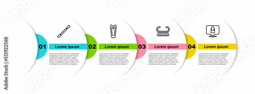 Set line Cuticle pusher, Nail cutter, Pedicure brush or grater and Manicure. Business infographic template. Vector